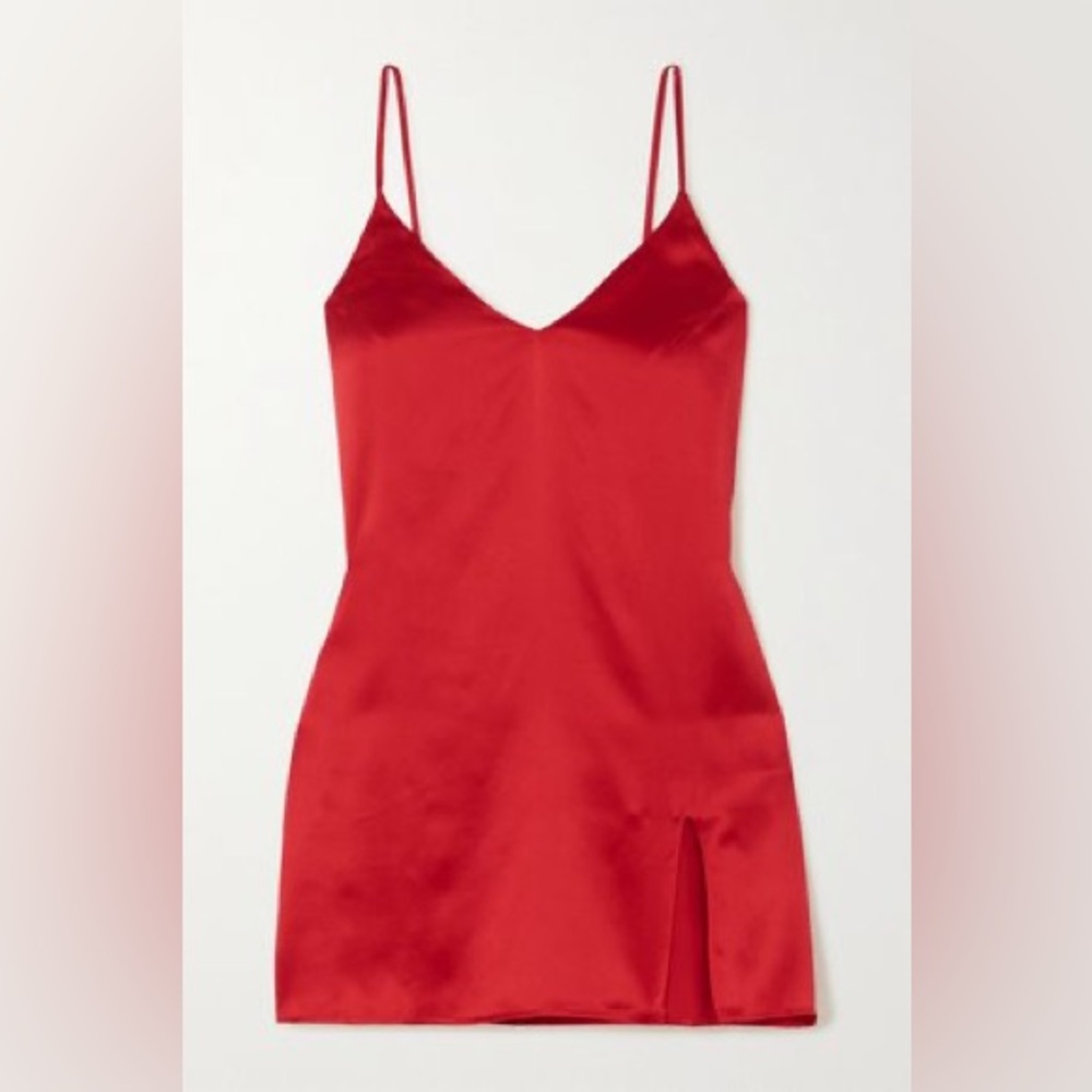 NWT Reformation Ballard Cherry Red Silk- Satin Slip Dress